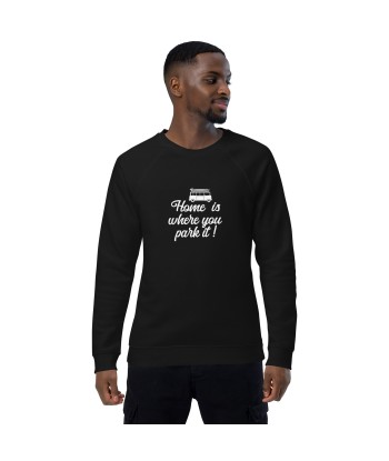 Sweatshirt écologique raglan unisexe White Surf Combi Home is where you park it l'achat 