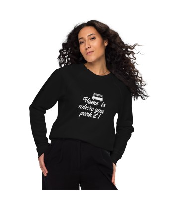 Sweatshirt écologique raglan unisexe White Surf Combi Home is where you park it l'achat 