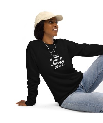 Sweatshirt écologique raglan unisexe White Surf Combi Home is where you park it l'achat 