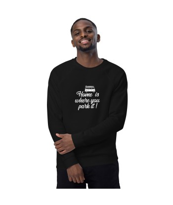 Sweatshirt écologique raglan unisexe White Surf Combi Home is where you park it l'achat 