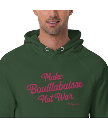 Sweat à capuche écologique Raglan unisexe Make Bouillabaisse Not War grand motif brodé flamingo vous aussi creer 