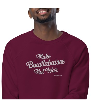 Sweatshirt écologique raglan unisexe Make Bouillabaisse Not War grand motif brodé blanc store