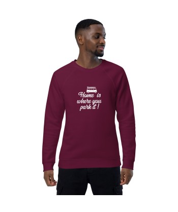 Sweatshirt écologique raglan unisexe White Surf Combi Home is where you park it l'achat 