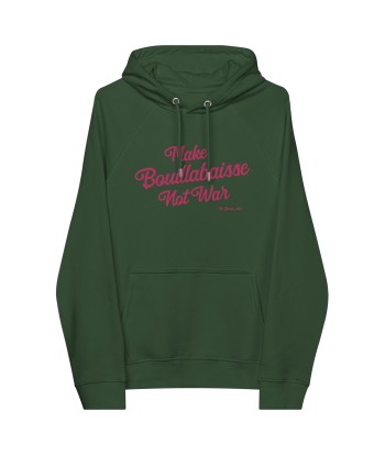 Sweat à capuche écologique Raglan unisexe Make Bouillabaisse Not War grand motif brodé flamingo vous aussi creer 