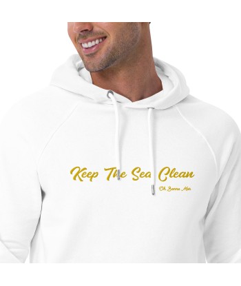 Sweat à capuche écologique Raglan unisexe Keep The Sea Clean grand motif brodé gold Vous souhaitez 