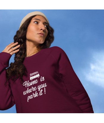 Sweatshirt écologique raglan unisexe White Surf Combi Home is where you park it l'achat 