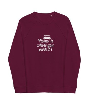 Sweatshirt écologique raglan unisexe White Surf Combi Home is where you park it l'achat 