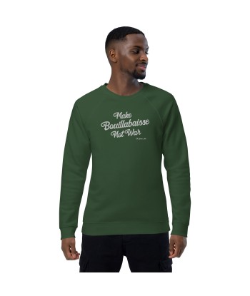 Sweatshirt écologique raglan unisexe Make Bouillabaisse Not War grand motif brodé blanc store