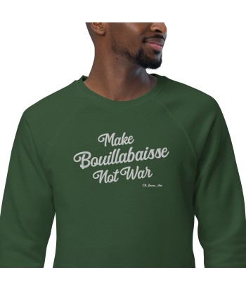 Sweatshirt écologique raglan unisexe Make Bouillabaisse Not War grand motif brodé blanc store