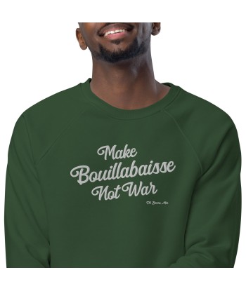 Sweatshirt écologique raglan unisexe Make Bouillabaisse Not War grand motif brodé blanc store