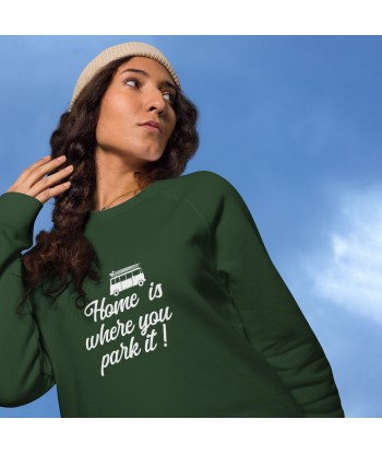 Sweatshirt écologique raglan unisexe White Surf Combi Home is where you park it l'achat 