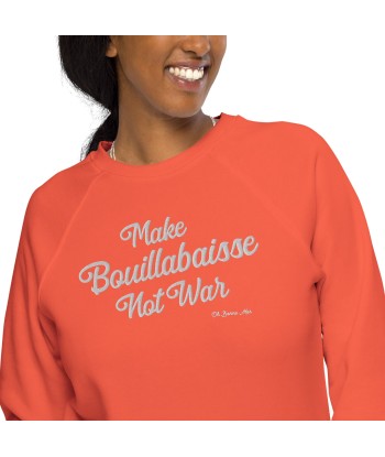 Sweatshirt écologique raglan unisexe Make Bouillabaisse Not War grand motif brodé blanc store