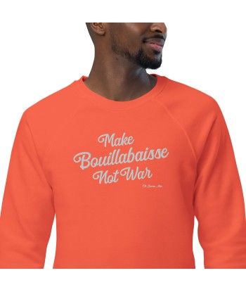 Sweatshirt écologique raglan unisexe Make Bouillabaisse Not War grand motif brodé blanc store