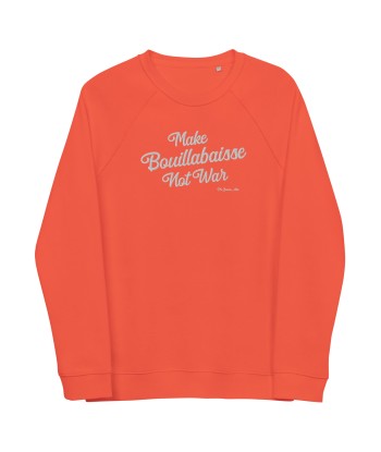 Sweatshirt écologique raglan unisexe Make Bouillabaisse Not War grand motif brodé blanc store