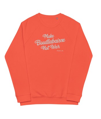 Sweatshirt écologique raglan unisexe Make Bouillabaisse Not War grand motif brodé blanc store