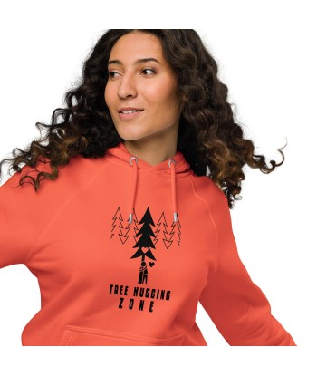 Sweat à capuche écologique Raglan unisexe Tree hugging zone sur fond clair Par le système avancé 