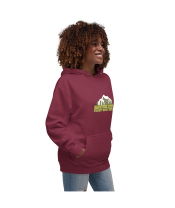 Sweat à capuche unisexe en coton Save the Yetis, Plant more Trees Livraison rapide