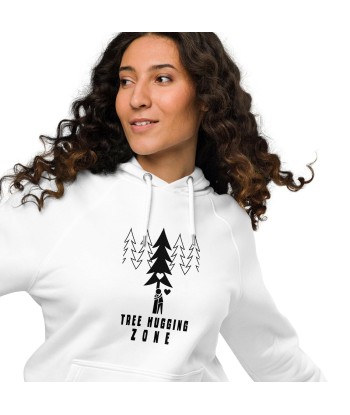 Sweat à capuche écologique Raglan unisexe Tree hugging zone sur fond clair Par le système avancé 