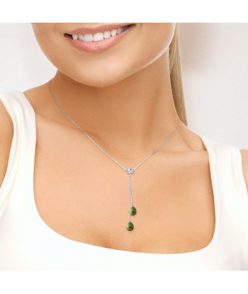 Collier Toi & Moi 2 Perles de Culture d'Eau Douce- Diamètre 7-8 mm Vert Intense- Bijou Femme- Argent 925 Millièmes des créatures d'habitude