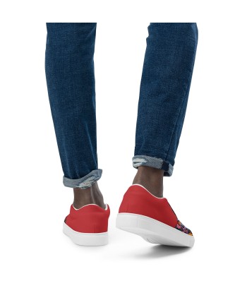 Tennis en toile sans lacets homme Oh Bonne Mer bleu foncé & rouge le des métaux précieux