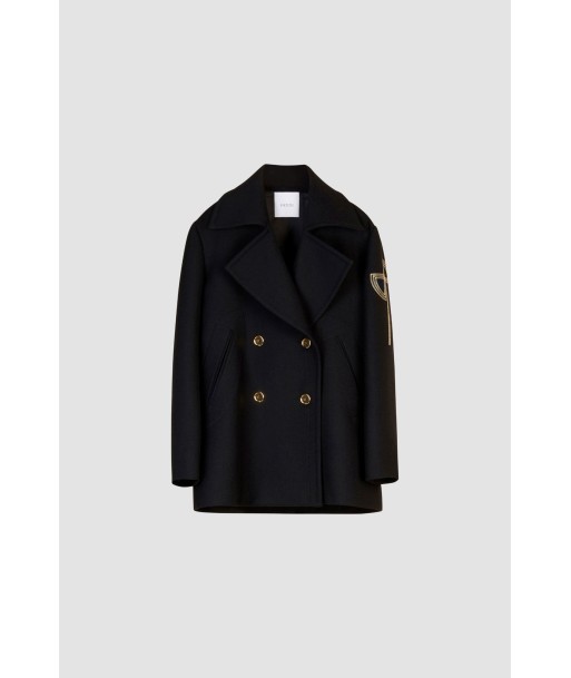 Oversized wool peacoat with embroidered logo Comment ça marche