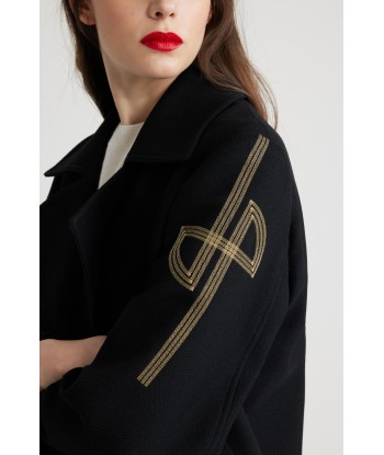 Oversized wool peacoat with embroidered logo Comment ça marche