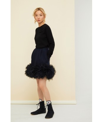 Feather-embellished pleated skirt la chaussure