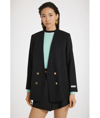 Collarless double-breasted wool jacket 2023