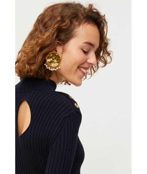 Circular brass and pearl earrings meilleur choix