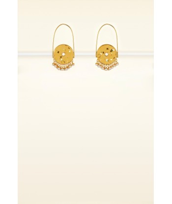 Circular brass and pearl earrings meilleur choix