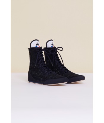 Embroidered high-top trainers - Navy votre