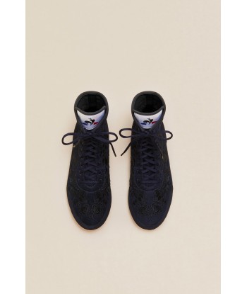 Embroidered high-top trainers - Navy votre