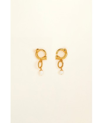 Small brass and pearl hoop earrings Livraison rapide