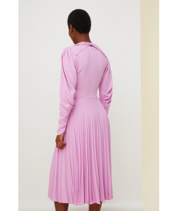 Twisted collar pleated dress outlet