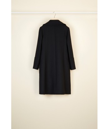 Brooch-embellished longline virgin wool coat des créatures d'habitude