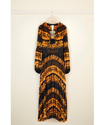 Printed pleated maxi dress store