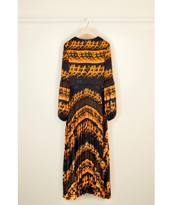 Printed pleated maxi dress store