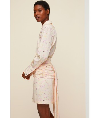 Draped printed silk skirt with back panel suggérées chez