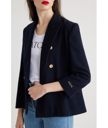 Double-breasted wool and cashmere jacket basket pas cher