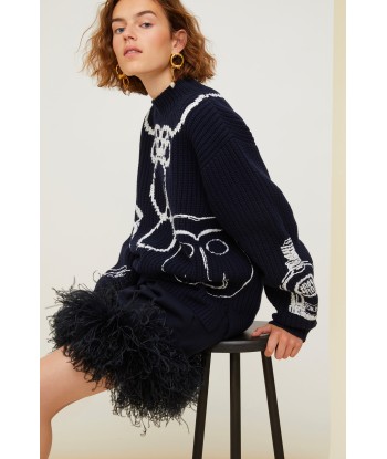 Embroidered Merino wool oversized jumper soldes