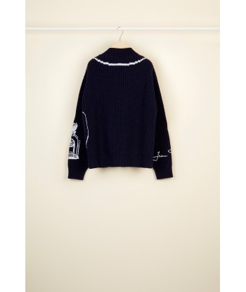 Embroidered Merino wool oversized jumper soldes