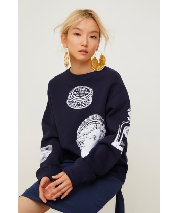 Printed cotton oversized sweatshirt pas cher