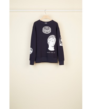 Printed cotton oversized sweatshirt pas cher