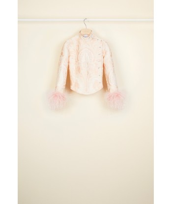 Feather-embellished silk brocade jacket du meilleur 