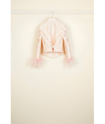 Feather-embellished silk brocade jacket du meilleur 