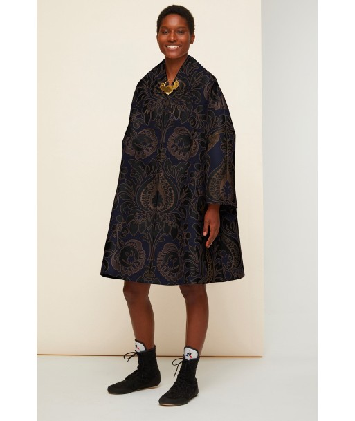 Oversized floral silk brocade coat pas cher 