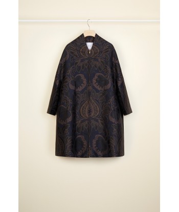 Oversized floral silk brocade coat pas cher 