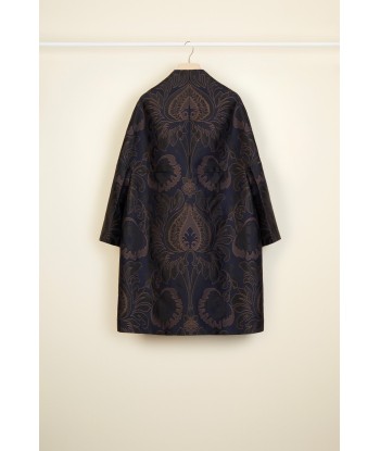 Oversized floral silk brocade coat pas cher 