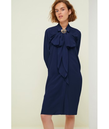 Pussy-bow mini silk shirtdress la colonne vertébrale