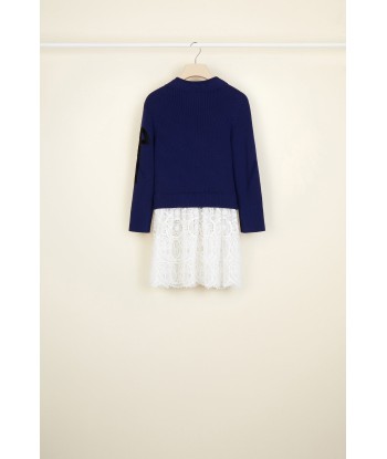 Cotton jumper with guipure embellishment pas cher